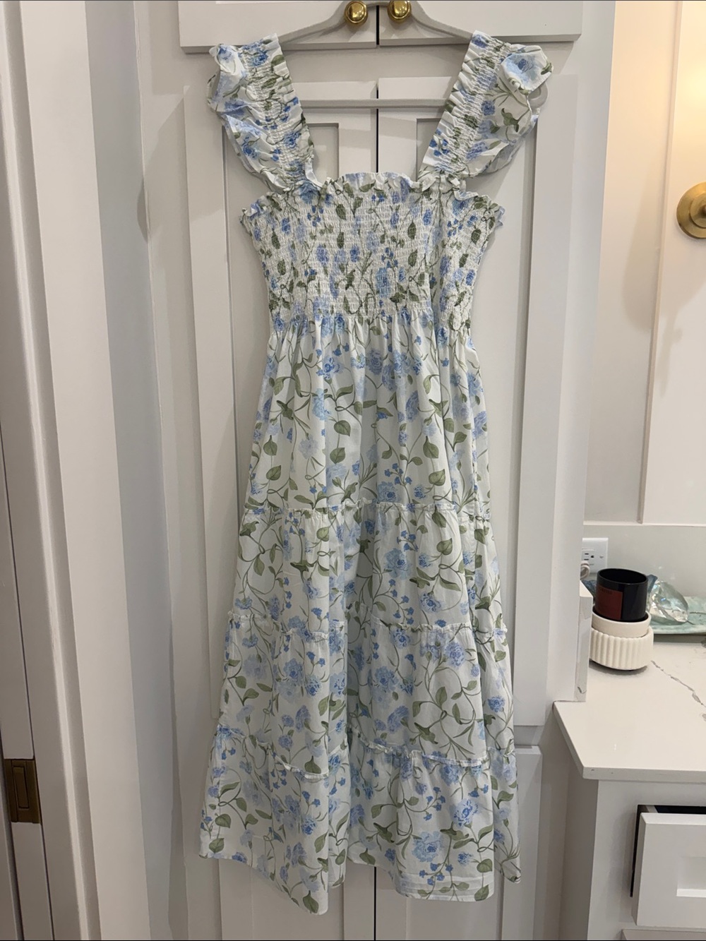 Hill House Nap Dress in Blue/Green/White Floral Print  Size M - Picture 5 of 5